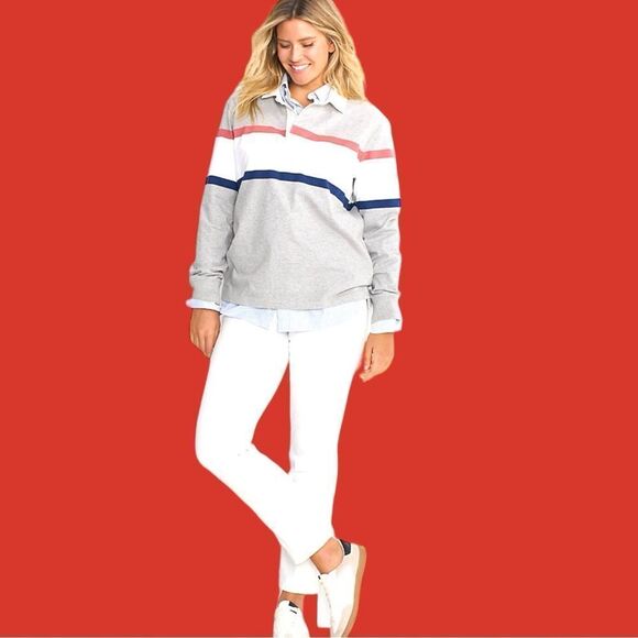 Lands end white mid rise straight leg pants. Look new - Picture 1 of 7